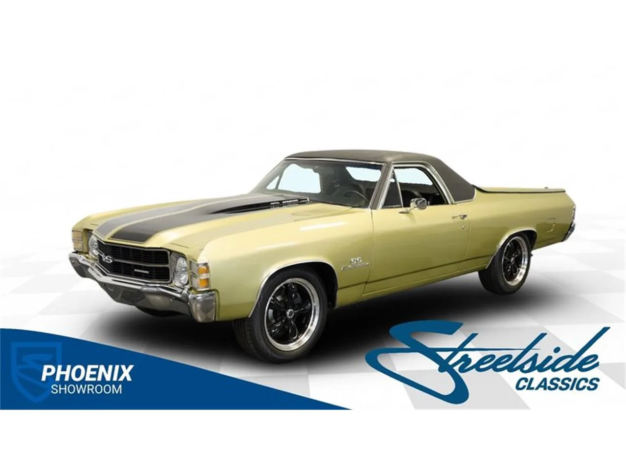 Chevrolet El Camino SS 454 de 1970 de trois quarts avant, benne arrière et bandes SS